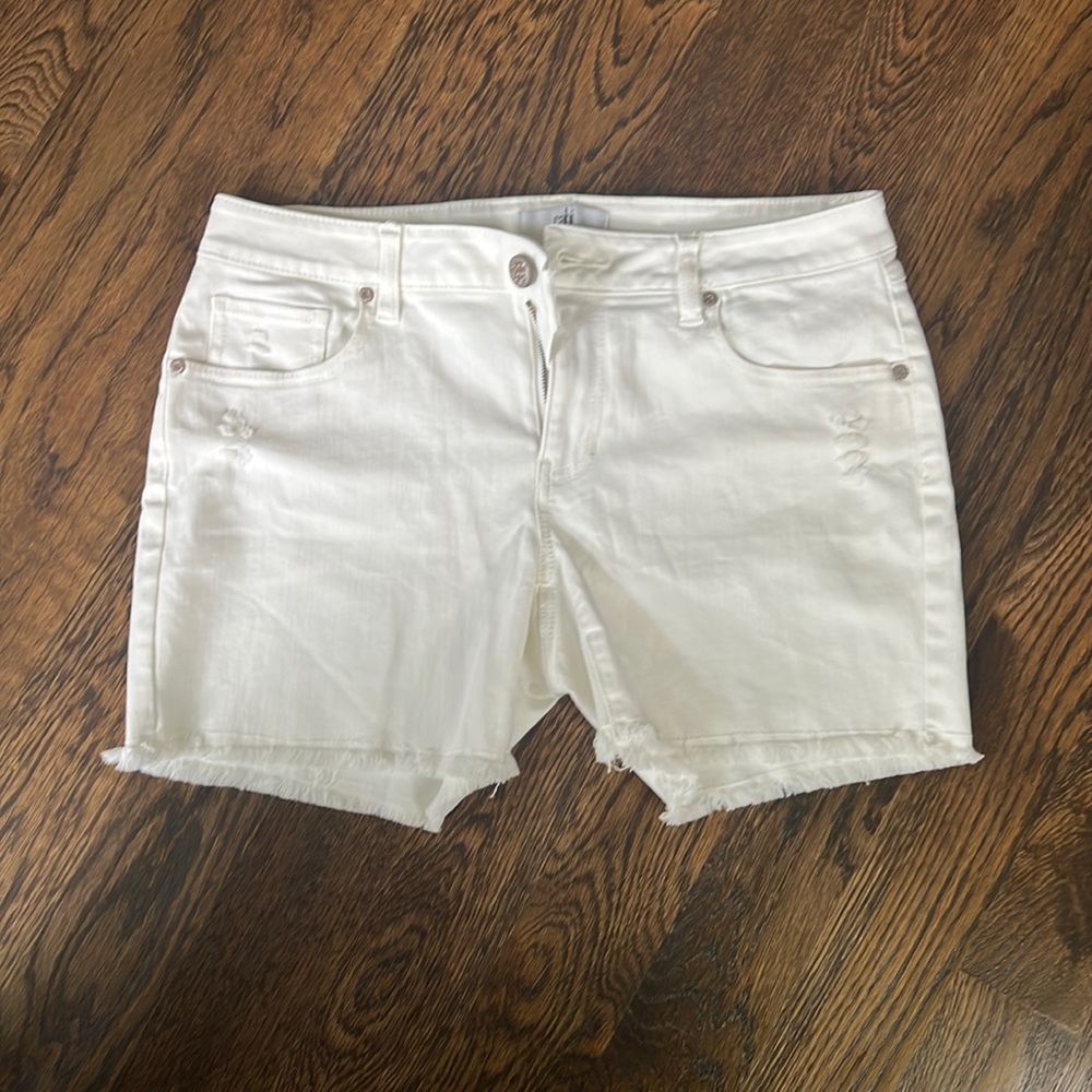 Cabi white denim shorts